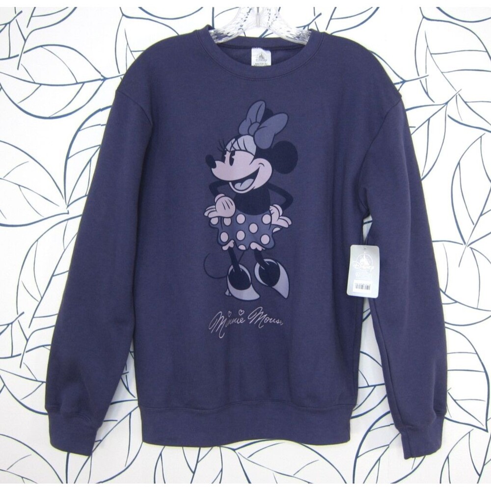 Disney Store Minnie Mouse Signature Pullover Sweatshirt Purple Size S New!